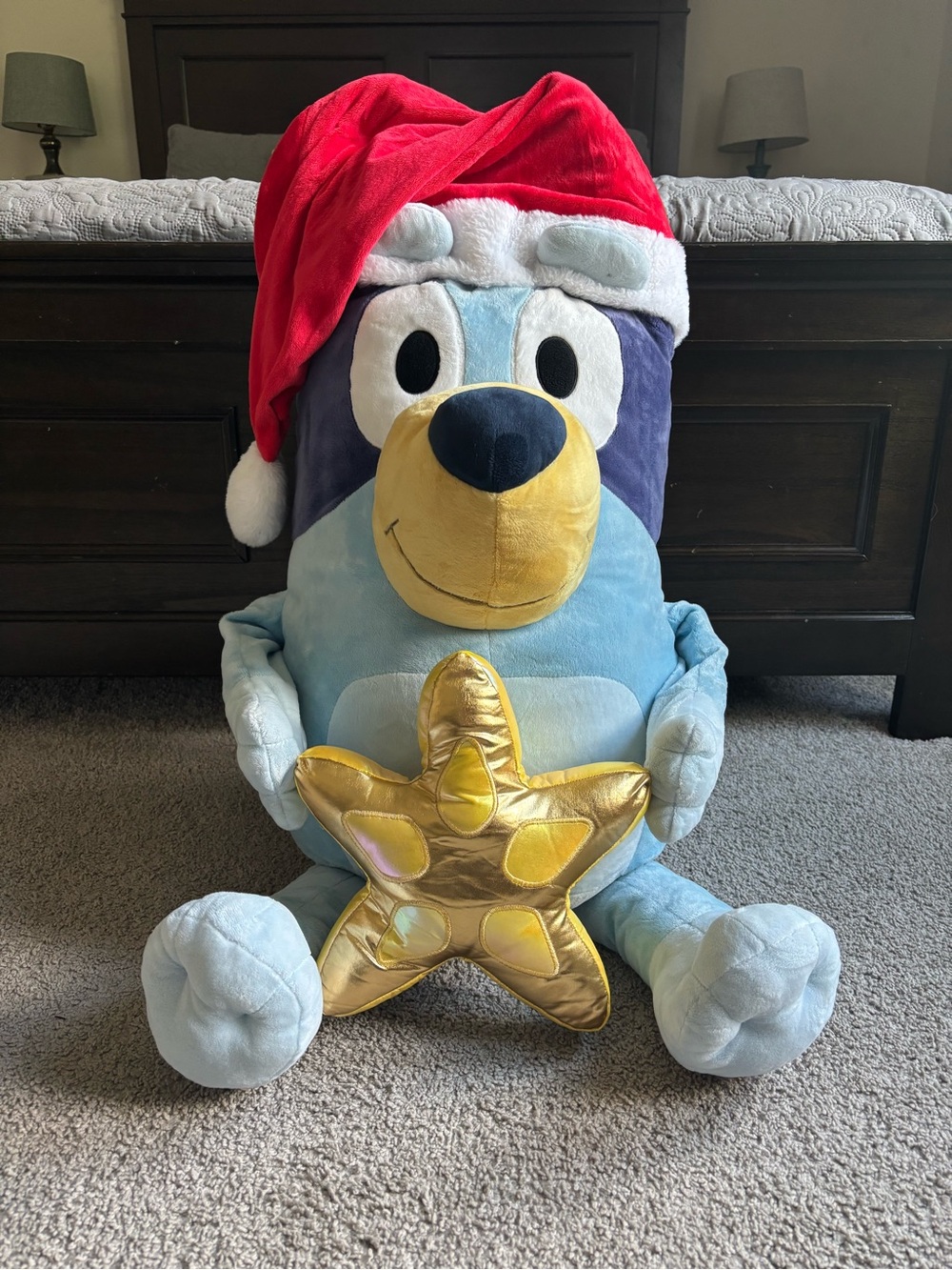 Bluey Santa Extra Large Plush Stuffed Animal for Kids Christmas Holiday